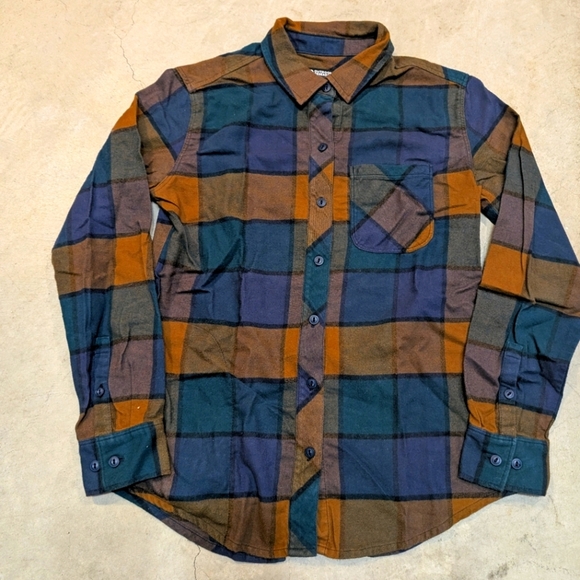 Outdoor Research Women's XL Sandpoint Flannel Plaid Blue Orange - Picture 1 of 7